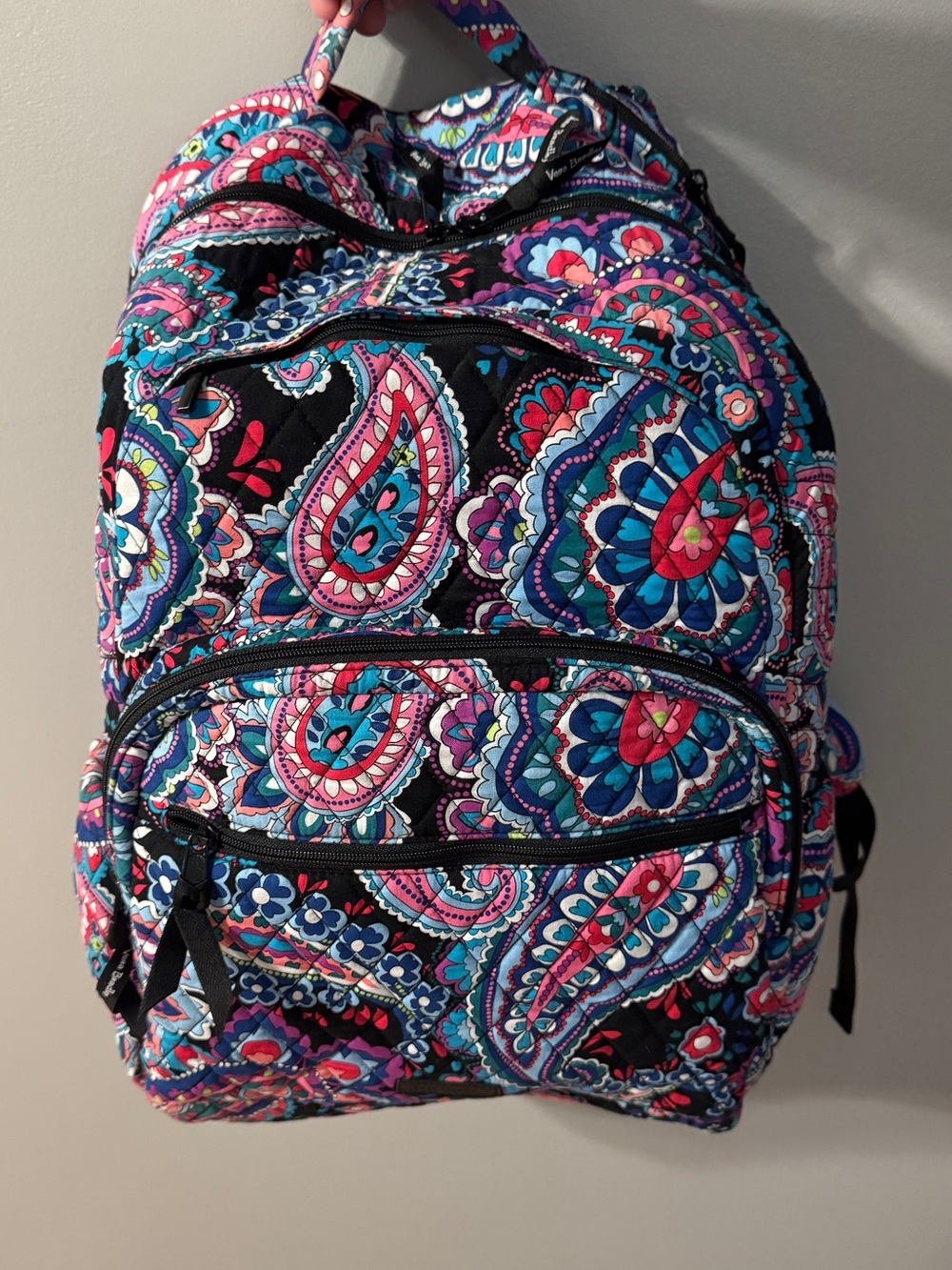 Quilted Paisley Print Women's Backpack - Pink & Blue Vera Bradley nwt